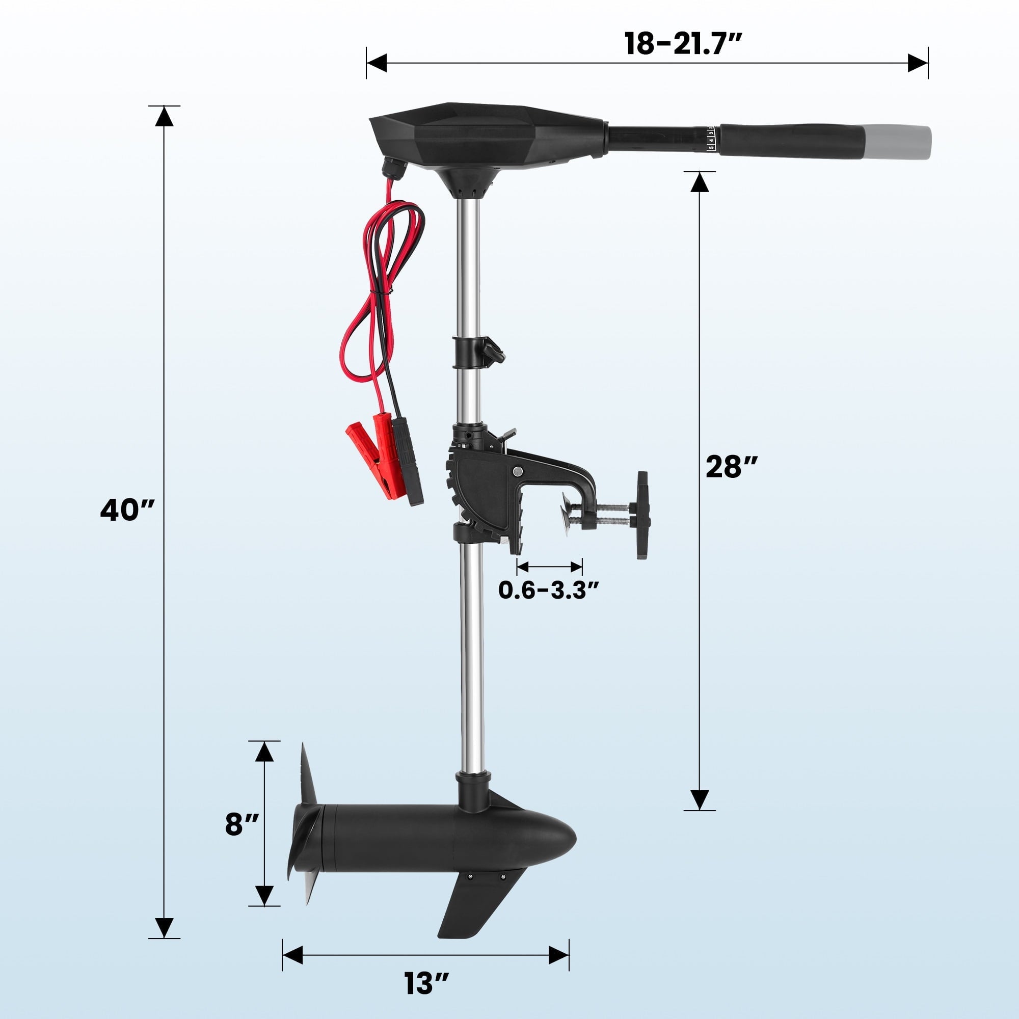 Electric Trolling Motor with 55 Lbs Thrust 8 Speeds, Boat Fishing Motor with Telescoping Handle, LED Battery Indicator for Kayak Fishing Boat Freshwater Saltwater Use - NAIPO