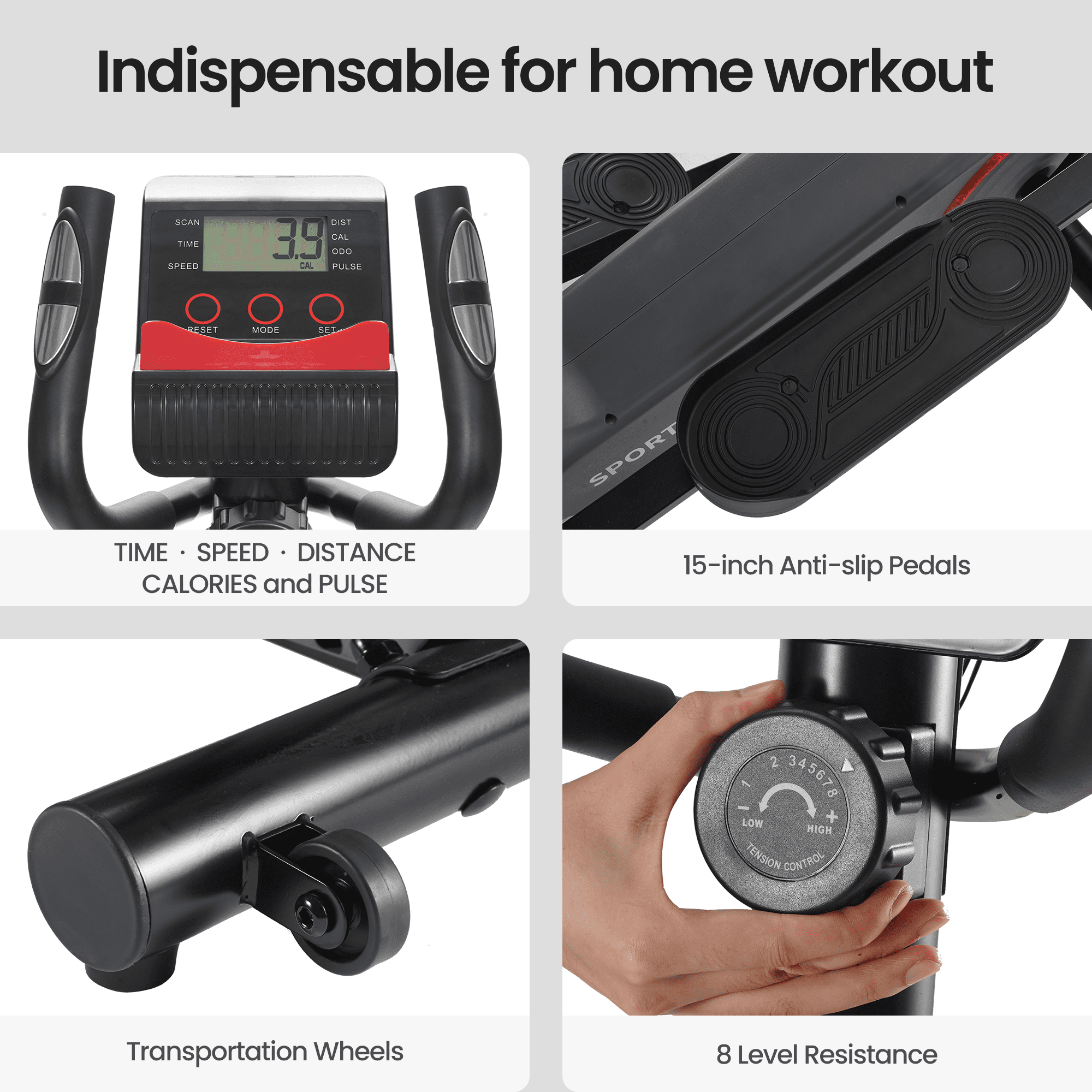 Elliptical machine for Home Use elliptical machine with Front Flywheel 264lbs pulse grips sensor - NAIPO