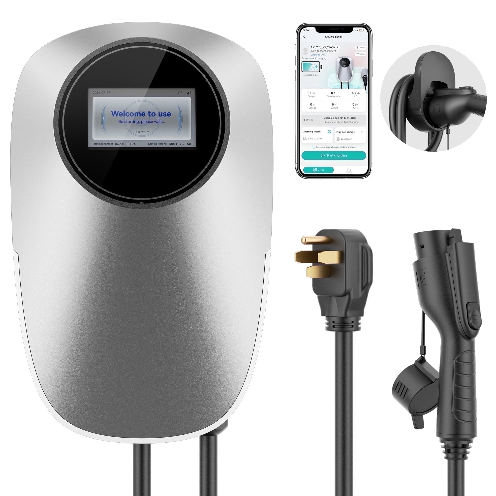EV Charger Level 2 Electric Vehicle Charging Station Max 48A 10.86KW, Electric Car Charging 240V with NEMA 14-50 Plug, Suitable for All J1772 EVs