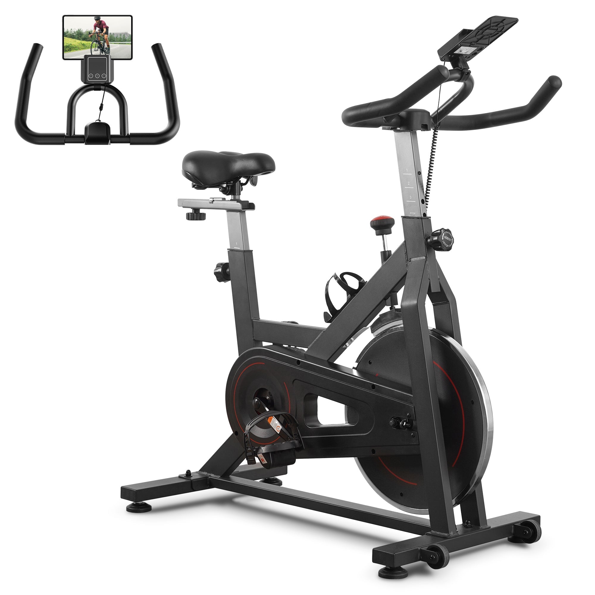Exercise Bike Stationary Indoor Cycling Bike with 35 LBS Flywheel Display Panel Belt Drive for Home Cardio Workout - NAIPO
