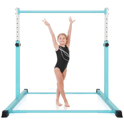 Gymnastics Bar Horizontal Training Bars for Teenager 3 - 15 with Steady Steel Construction,Easy to Assemble, Anti - Slip 3' to 5' Adjustable Height for Home and Club Use - NAIPO