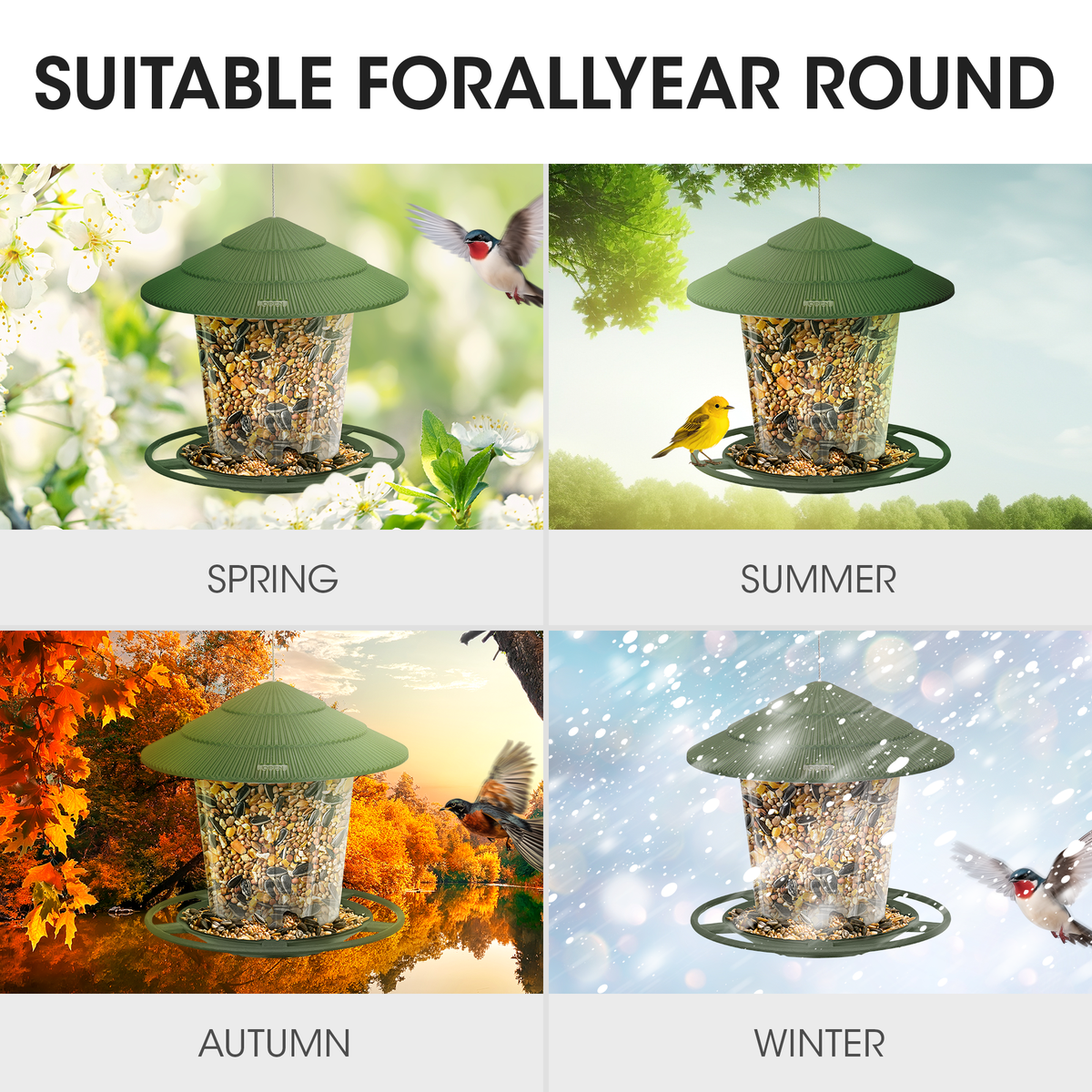 HANGING BIRD FEEDERS FOR OUTSIDE, SQUIRREL PROOF, EASY TO FILL WILD BIRD FEEDERS, ATTRACT A VARIETY OF HUMMINGBIRD - NAIPO