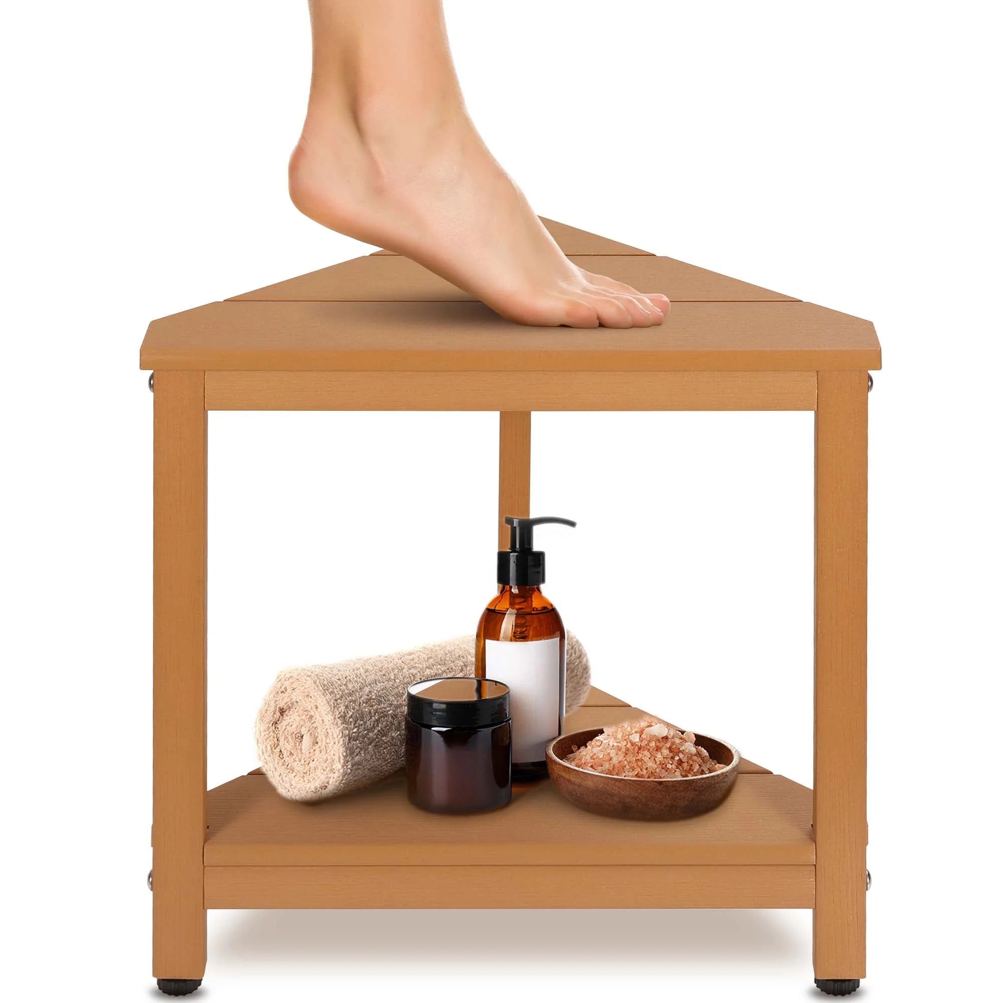 HDPS Shower Stool with Storage Shelf - Non - Slip Bath Bench, Bathroom Safety Seat, 330lbs Capacity, Lightweight Portable Shower Chair for Storage Shelf for Shaving Legs Plastic Spa Bath Step footrest - NAIPO