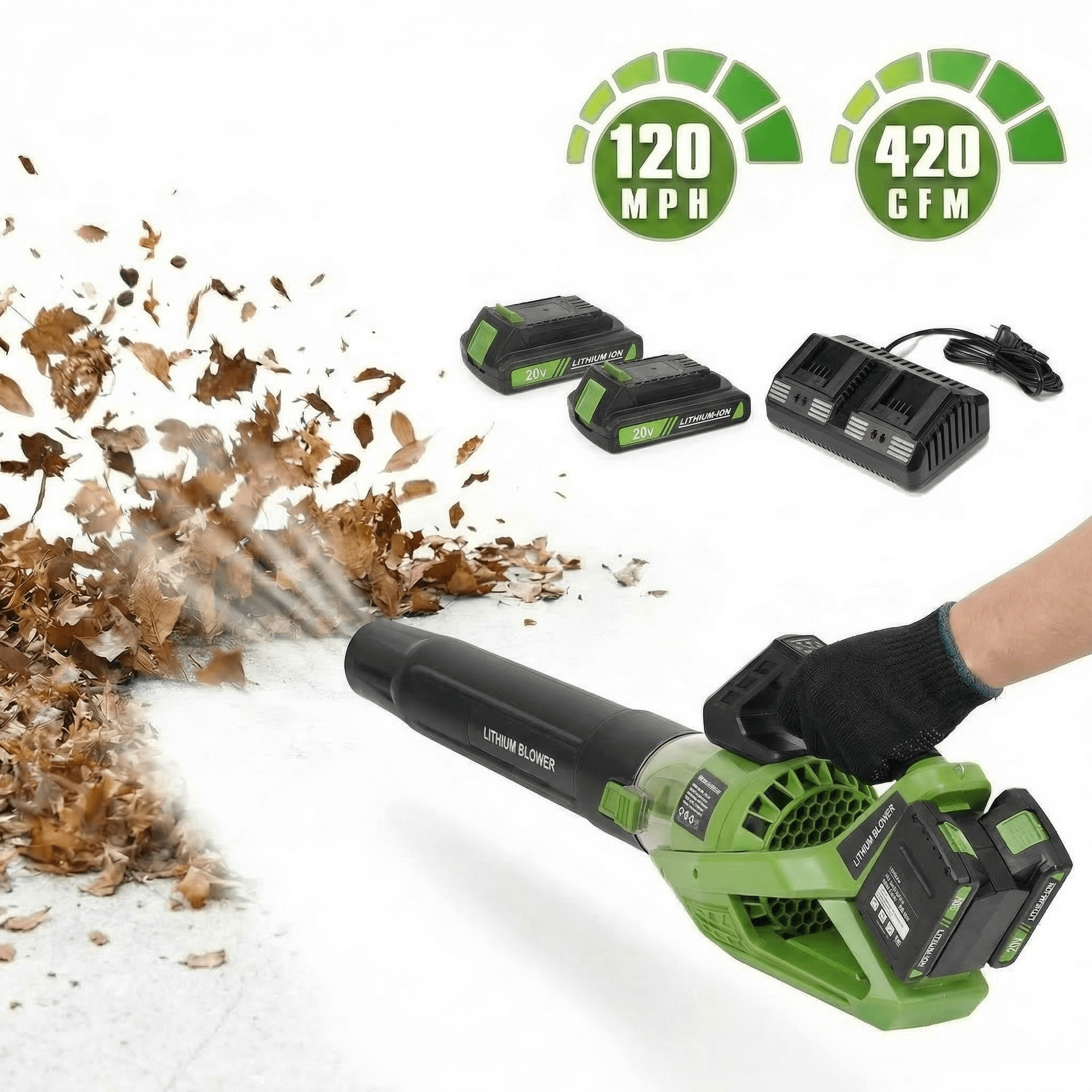 Leaf Blower Cordless with Battery and Charger - 40V 420CFM Battery Powered Leaf Blower Leightweight /4 Speed & Turbo Mode, Cordless Leaf Blower for Lawn Care, Grass, Dust, Snow, Wet Leaves - NAIPO
