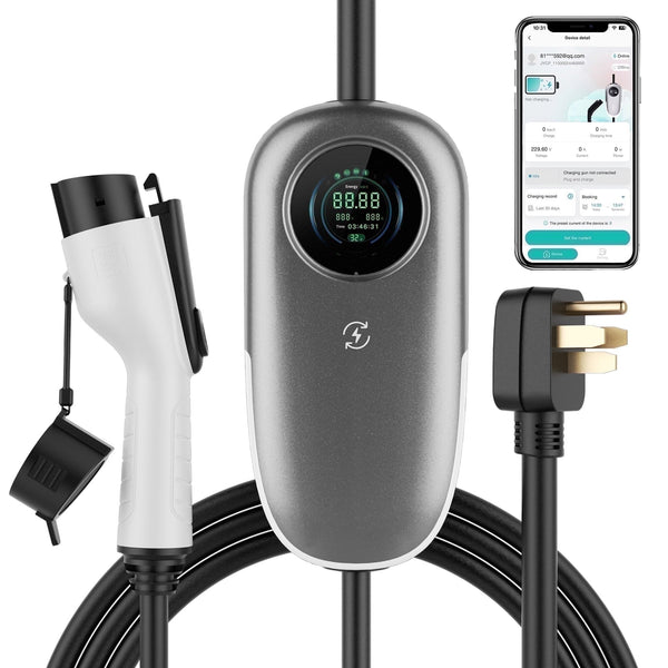 Level 2 EV Charger 32Amp Portable EV Charger240V 7.68KW Electric Car Charger with 17FT Charging Cable NEMA 14 - 50 Plug for Home Charging Station - NAIPO