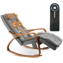 MaxKare 2-in-1 Shiatsu Back Massager and Rocking Chair with Heat and Vibration Fuction, With Remote Control, Adjustable Foottrest, Lumbar Pillow for living Room Bedroom Office，Grey - NAIPO