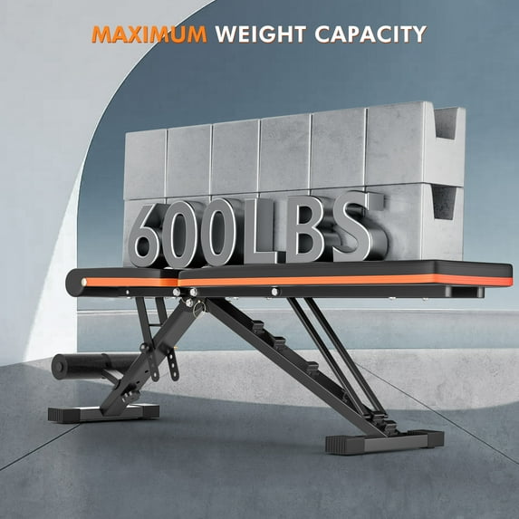 Maxkare Adjustable Weight Bench Incline Workout Bench for Home Gym Full Body Workout with 6 Backrests 600 LB Fast Folding Compact Fitness Gifts for Him - NAIPO