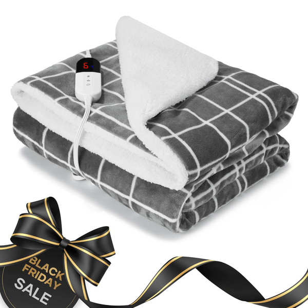 Maxkare Electric Heated Blanket Throw 4 Hour Auto Off and 6 Heating Levels, Flannel Blanket 50" x 60" Quick Heating and Machine Washable, Home Office Use for Gift - NAIPO