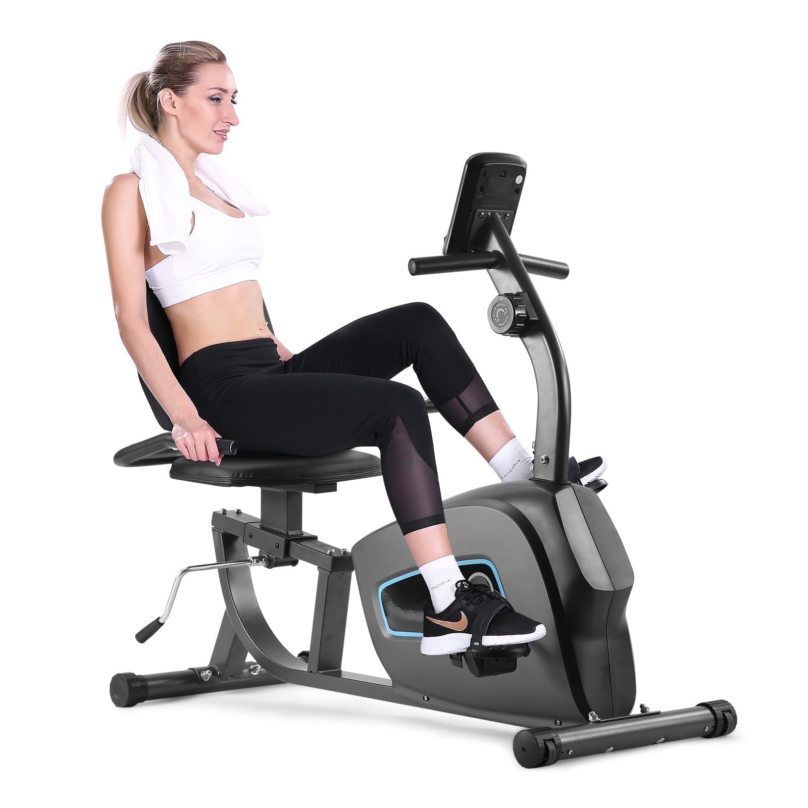 Maxkare Exercise Bike Indoor Recumbent Exercise Bike Stationary with Adjustable Seat and 8 Resistance Level Seat Height Adjustment - NAIPO