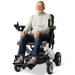 MaxKare Lightweight Folding Electric Wheelchair, Portable Motorized Mobility Chair, All Terrain Motorized Foldable Power Chair for Adults/Seniors - NAIPO