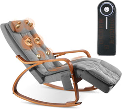 MaxKare Massage Rocking Chair, Shiatsu Back and Neck Massager Recliner Chair with Heat, Electric Ergonomic Lounge Chair with Remote Control, Lumbar Pillow, Adjustable Footrest for Living Room (Grey) - NAIPO