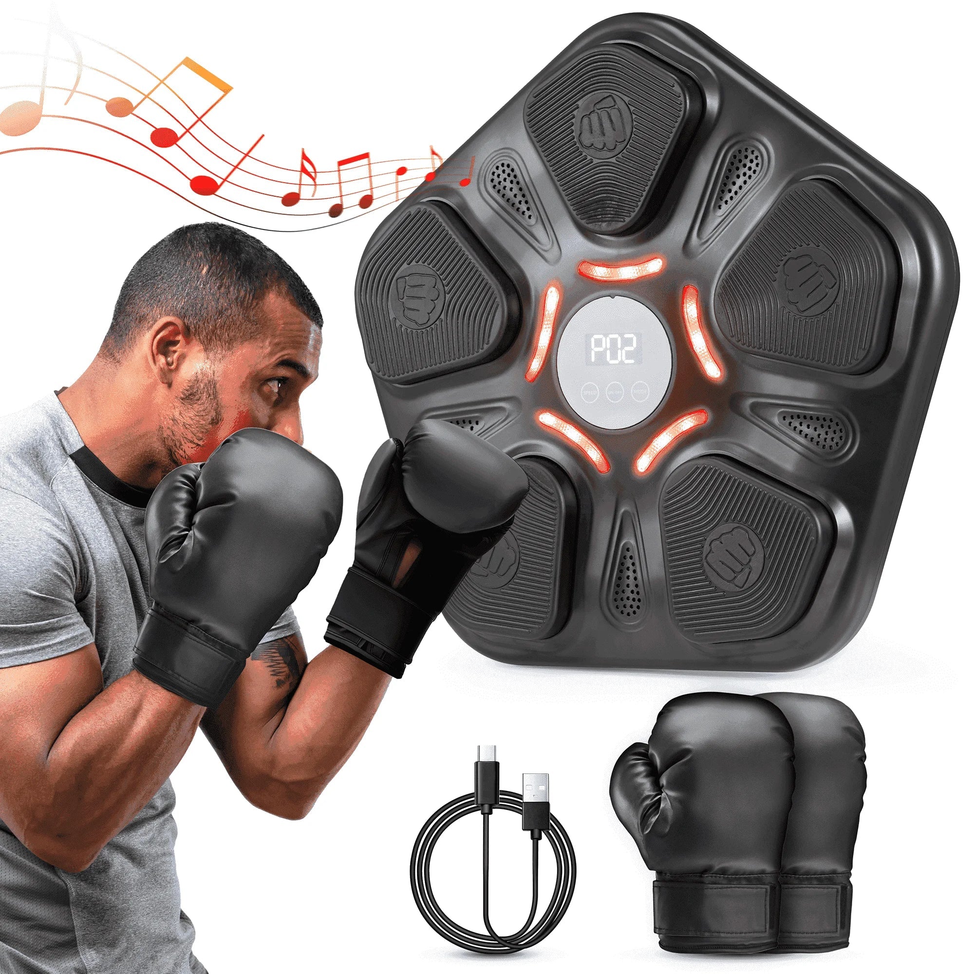 Maxkare Music Boxing Machine, Boxing Wall Mount Equipment, Music Boxing Machine for Adults & Kids, Smart Boxing Training Music Punching Machine, Musical Boxing Machine with Boxing Gloves - NAIPO