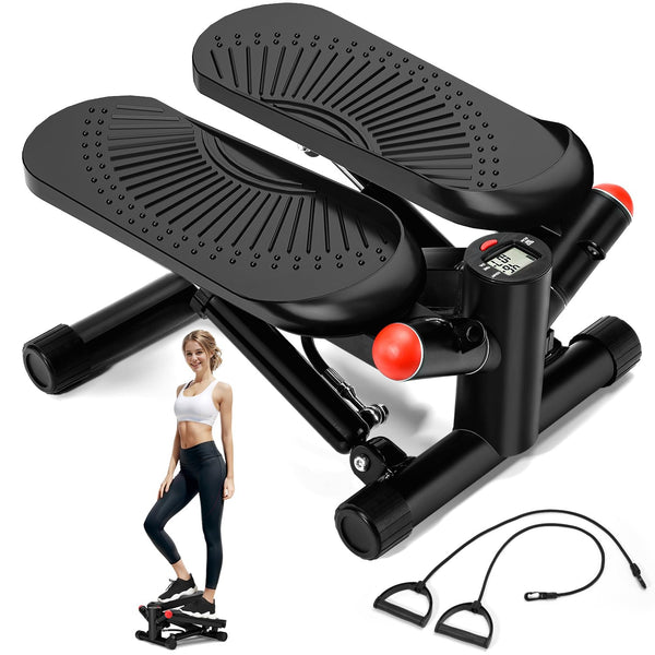 Mini Stepper for Exercise, Twist Stair Stepper, Stepper Exercise Equipment with Resistance Bands for Full Body Workout at Home - NAIPO