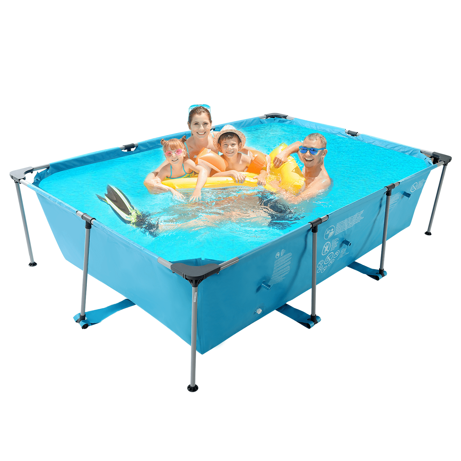 Naipo 10 ft Swimming Pool Above Ground Outdoor Rectangular Frame Pools Blue Family Outdoor Use Pump NOT Included - NAIPO