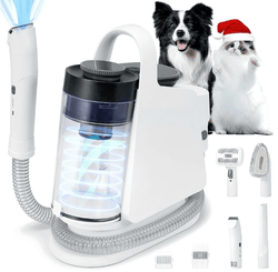 Naipo 12KPa Pet Grooming Kit, 2L Dog Hair Vacuum with 6 Grooming Tools, Large Dust Bin, 3 Sunction Modes, for Cat and Dog, White - NAIPO