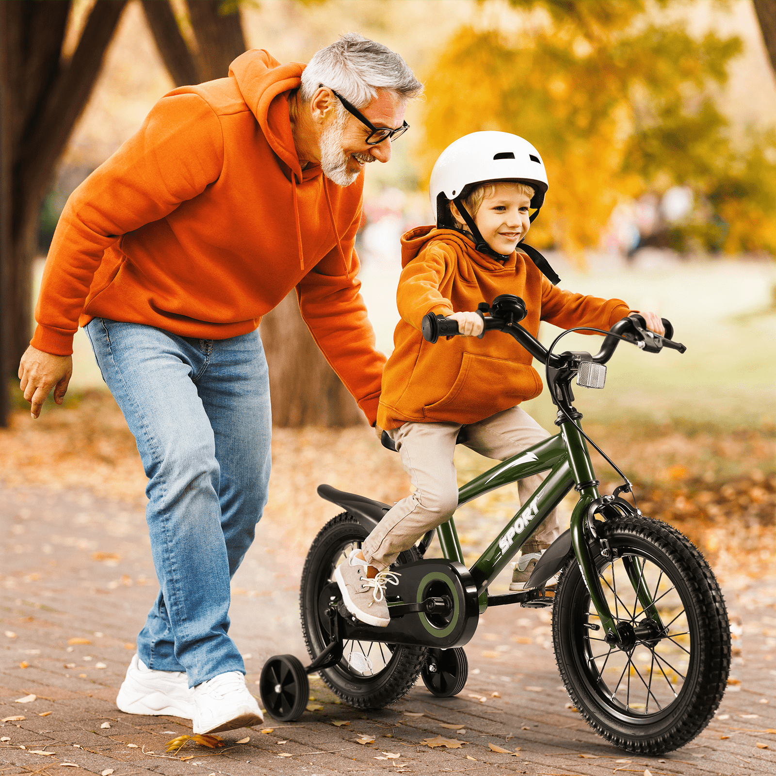 Naipo 14" Kid Bike Green Children Bikes for Boys Girls Removable Training Wheels Bicycle - NAIPO