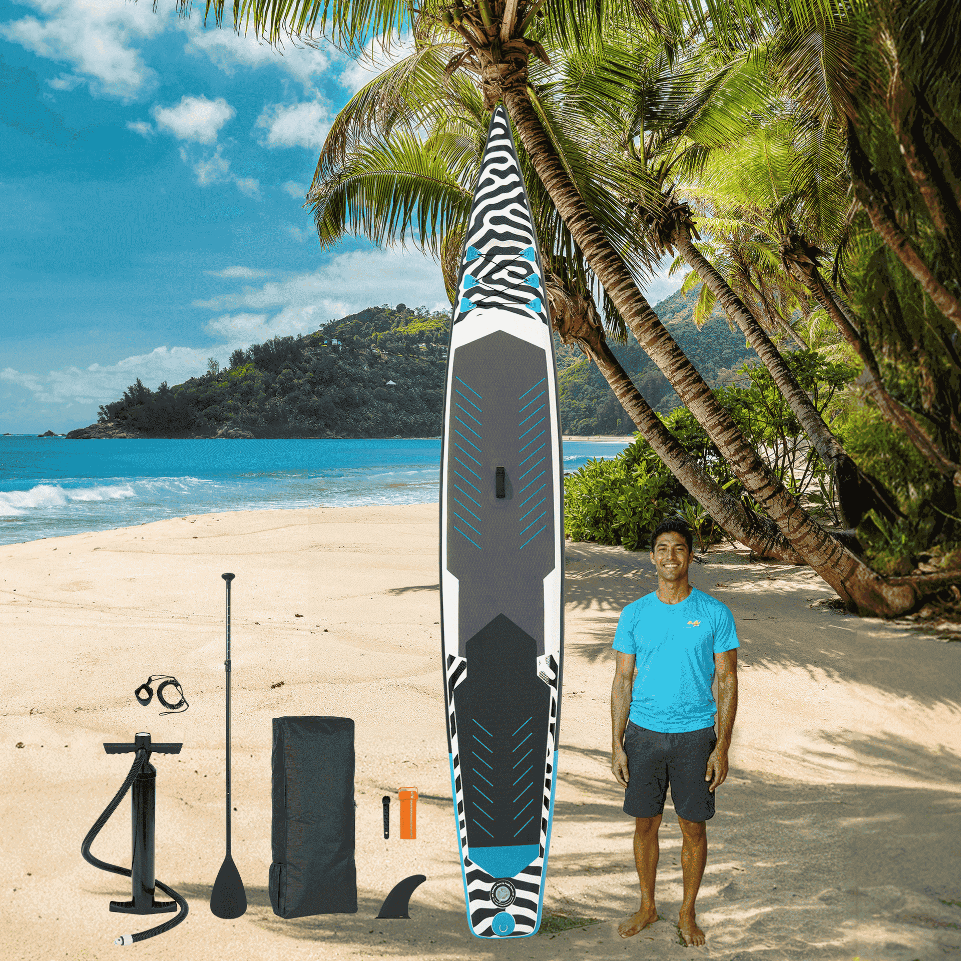 Naipo 14FT Inflatable Paddle Board Racing Stand Up Touring Board Backp