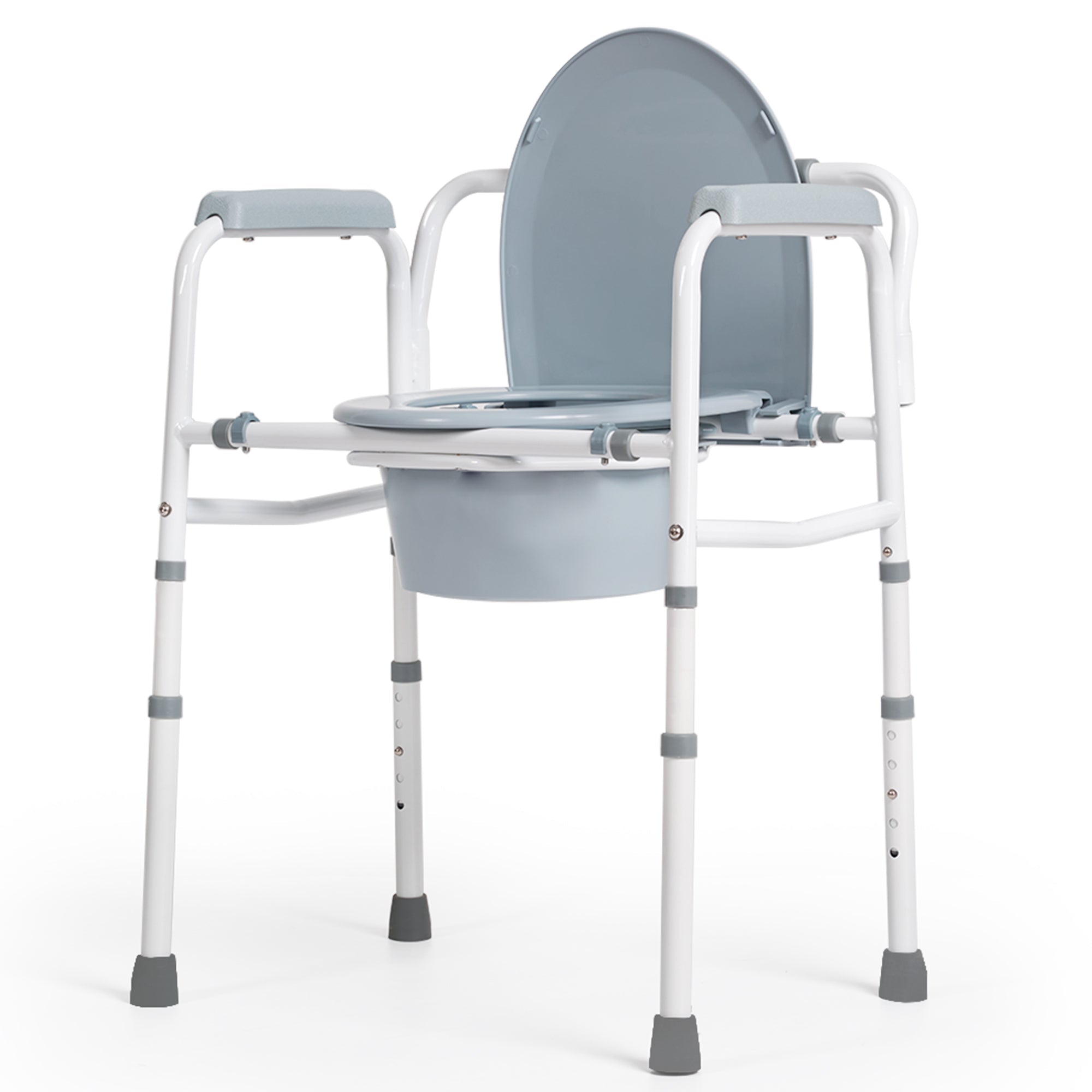 Naipo 3-in-1 Medical Bedside Commode for Seniors, Portable Toilet Raised Seat, Commode Potty Chair with 7.5 QT Bucket, Steel Frame 300 lbs Capacity - NAIPO