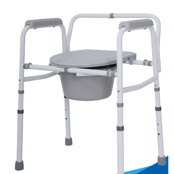Naipo 3-in-1 Steel Bedside Commode, Sturdy Folding Frame, Raised Toilet Seat with Handles, Portable Toilet with 7.5 QT Bucket - NAIPO