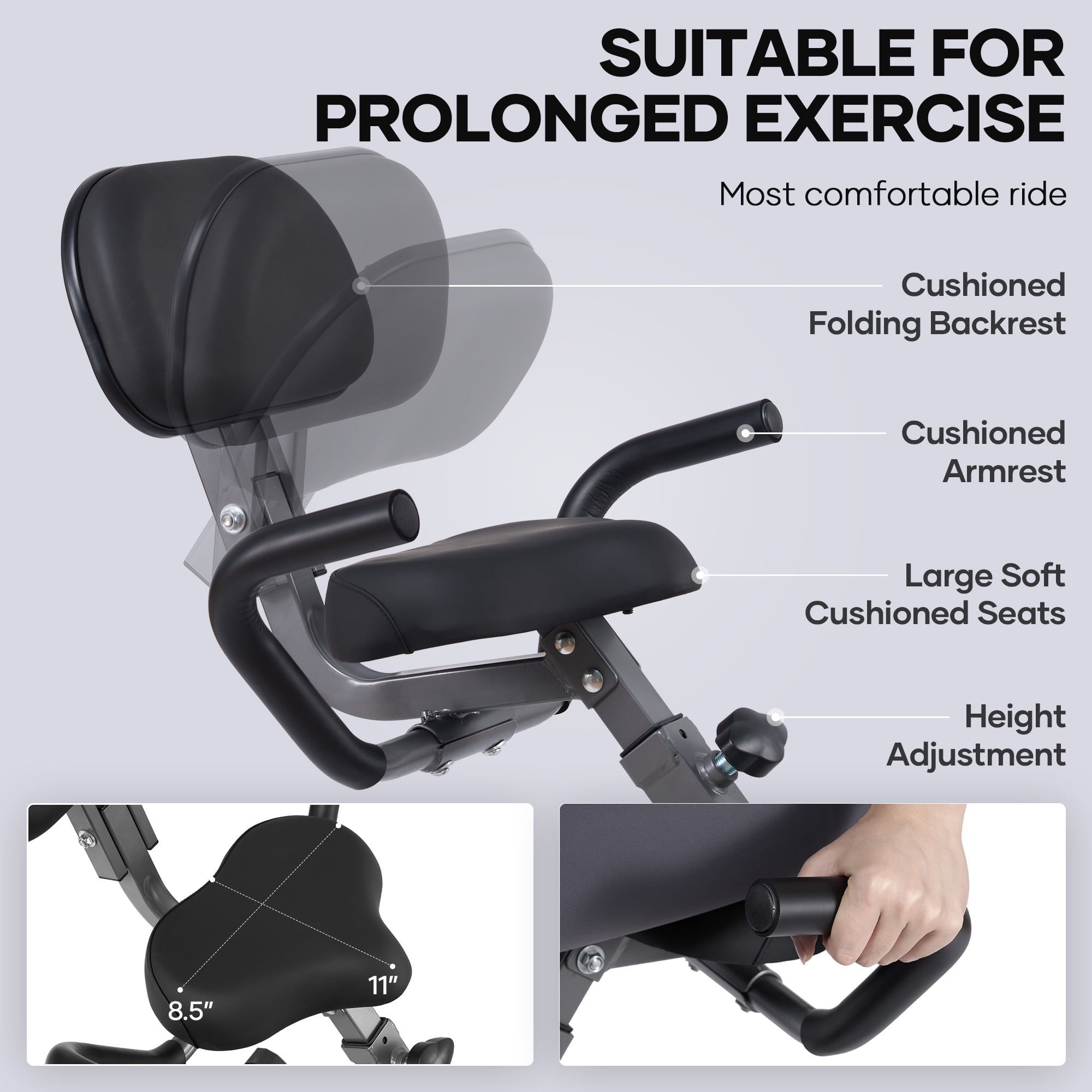 Naipo 3in1 Folding Exercise Bike Magnetic Upright Bike with 10 levels of adjustable resistance Indoor Cycling Stationary Exercise Bike Perfect for Home Use - NAIPO