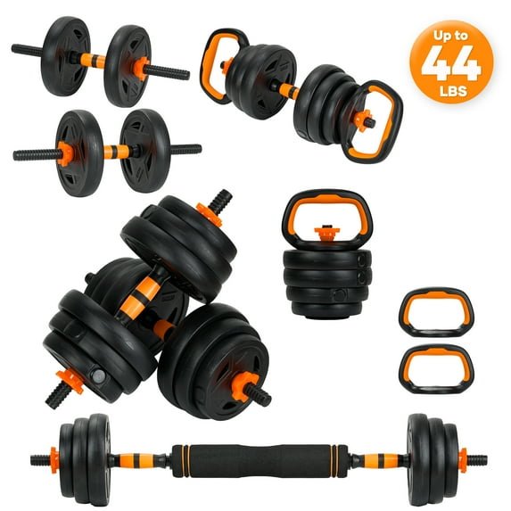 Naipo 44LB Adjustable Dumbbell Set 4 - in - 1 to Kettlebell, Barbell & Push - Up Stand Home Gym Weights Dumbbells for Beginners, Teens & Women Space Saving Workout Equipment - NAIPO