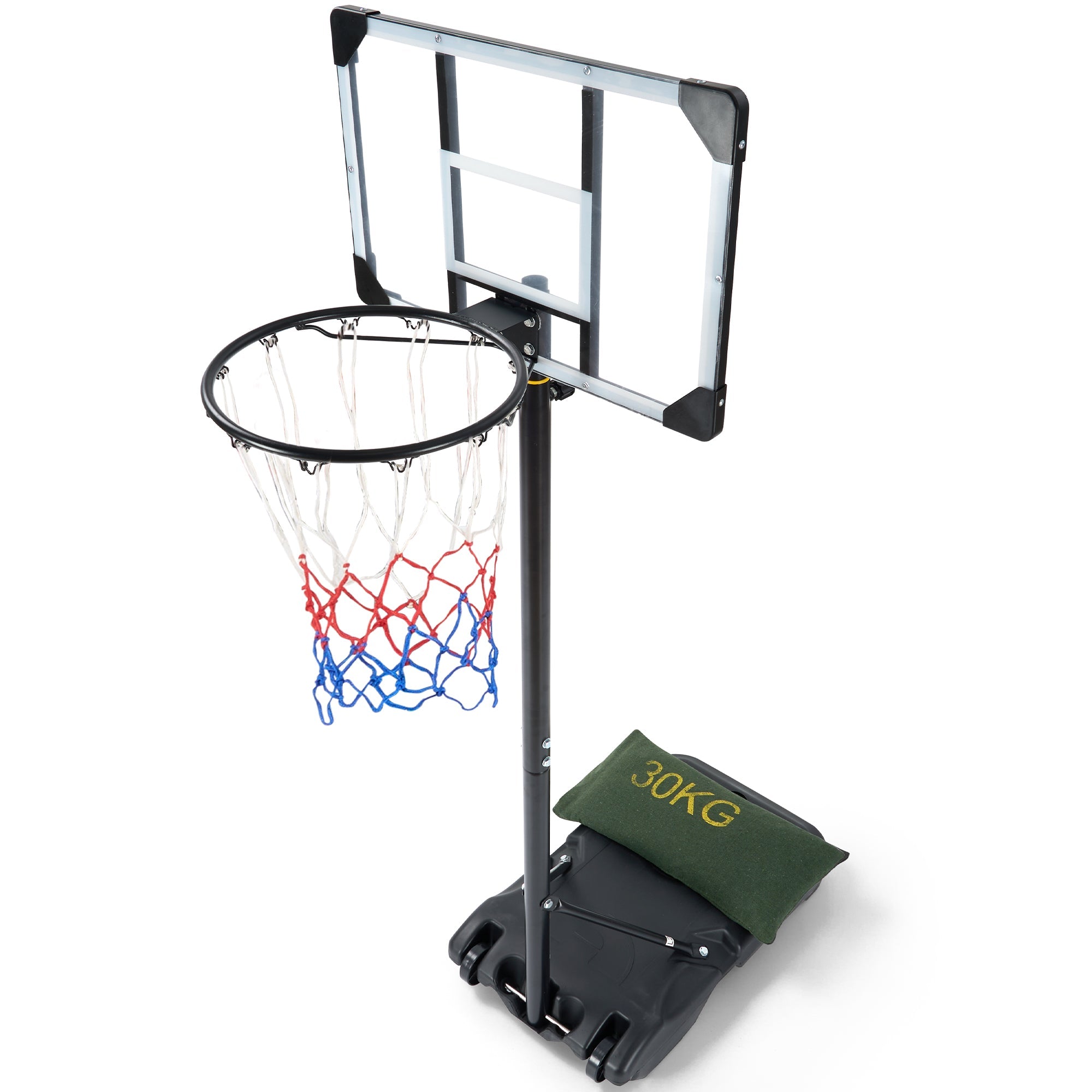 Naipo 5 - 7 FT Adjustable Basketball Hoop System 28" Backboard Portable Basketball Goal with Wheels Basketball Stand Ideal for Youth Family Fun Backyard&Outdoor&Indoor - NAIPO