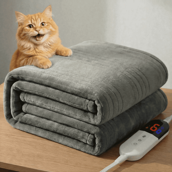 Naipo 50" x 60" Electric Heated Blanket Fast Heating with 6 Temperature Levels and 4 Hours Auto Off Soft Heated Throw for All seasons and All Person - NAIPO