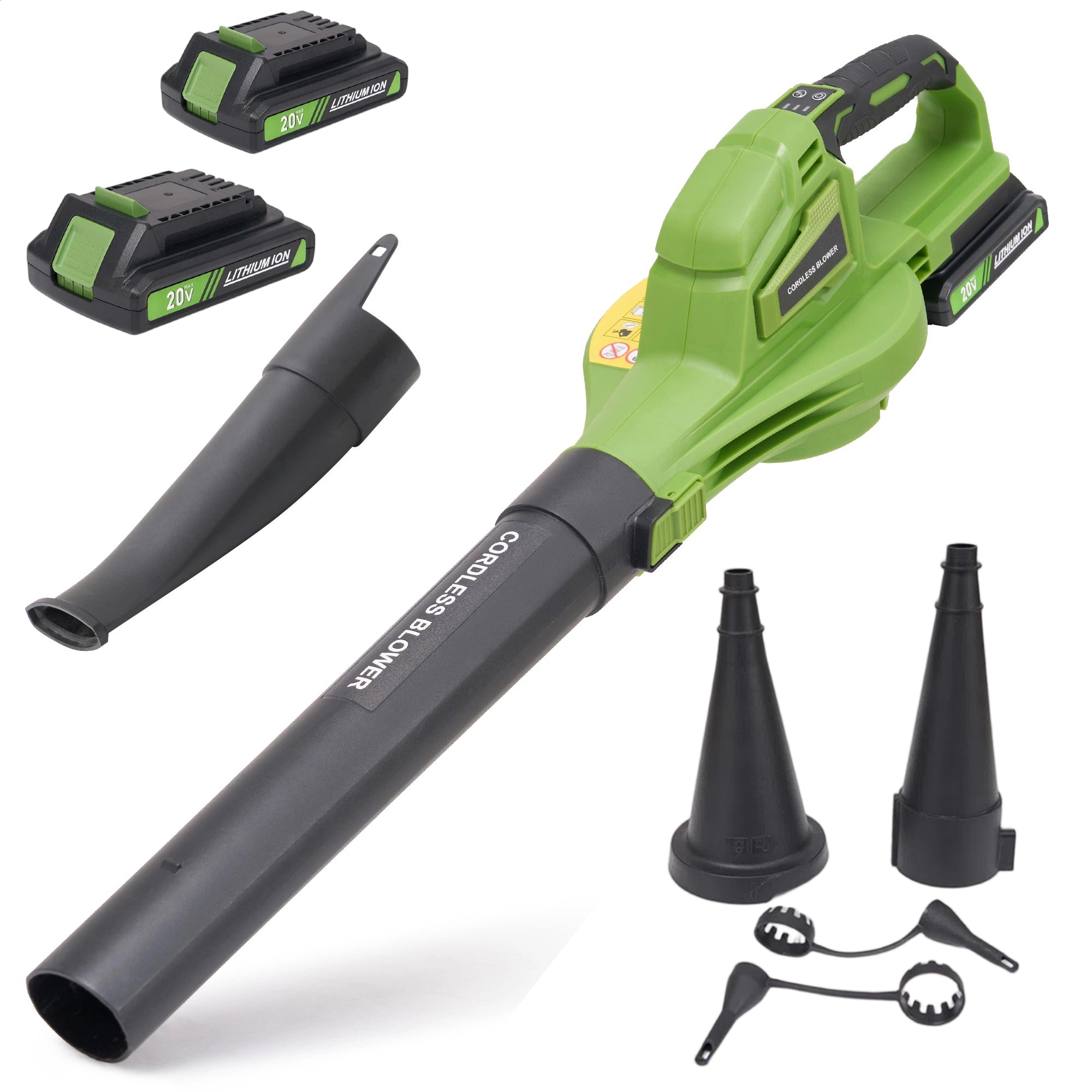 Naipo 500 MPH Cordless Leaf Blower for Lawn Care, Battery Leaf Blower, 2 In 1 Blower & Inflator/ Deflator, Lightweight Cordless Electric Leaf Blower with 2 X 2.0Ah Battery and Charger, Green - NAIPO