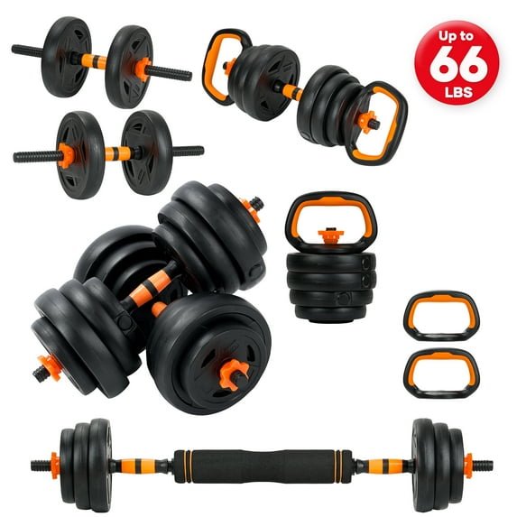 Naipo 66LB Dumbbell Set 5 - in - 1 Adjustable Dumbbell Set with Dumbbells, Barbells, Kettlebell, Push - up Stands for Home Gym Exercises Men/Women - NAIPO