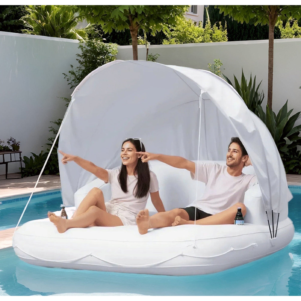 Naipo 70in Floating Canopy Island Inflatable Pool Float with Removable