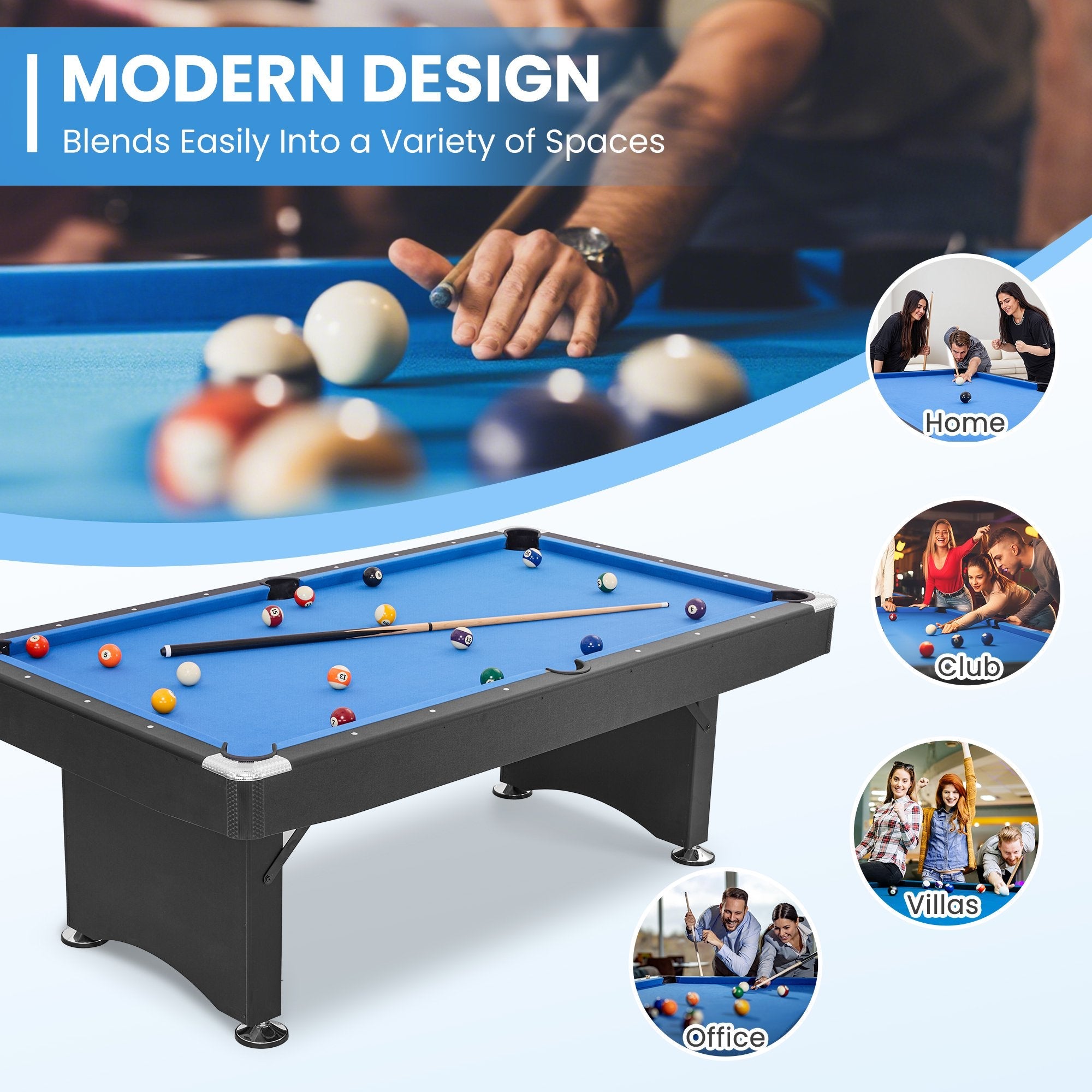 Naipo 7FT Pool Table Billiard Table with Cues,Rack Triangle,Pool Ball Set,Table Brush,Chalk Cubes Complete Set Pool Table For Family Friends Villa Home Entertainment Room Office - NAIPO