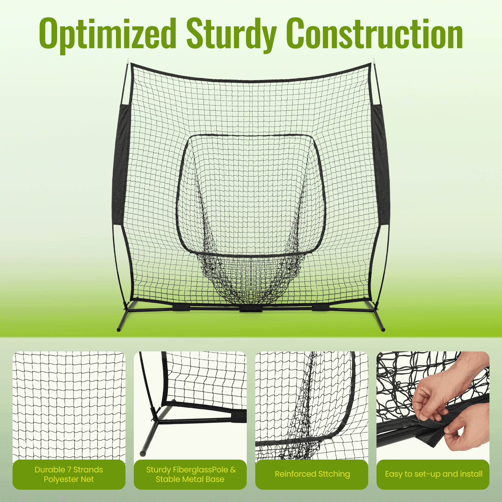 Naipo 7X7ft Baseball Net with Adjustable Baseball Tee ,Portable Baseball hitting Net for Hitting and Pitching with Carry Bag