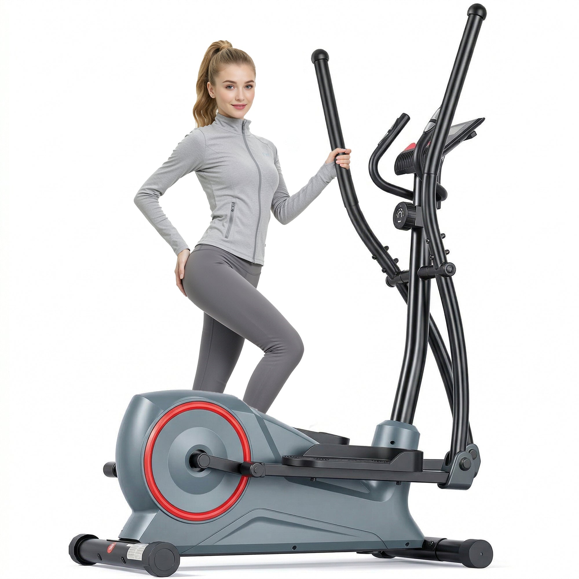 Naipo 8 Levels Magnetic Resistance Elliptical Machine Quiet Elliptical Trainer with LCD Display&Moving Wheels for Home Gym Use Workout - NAIPO