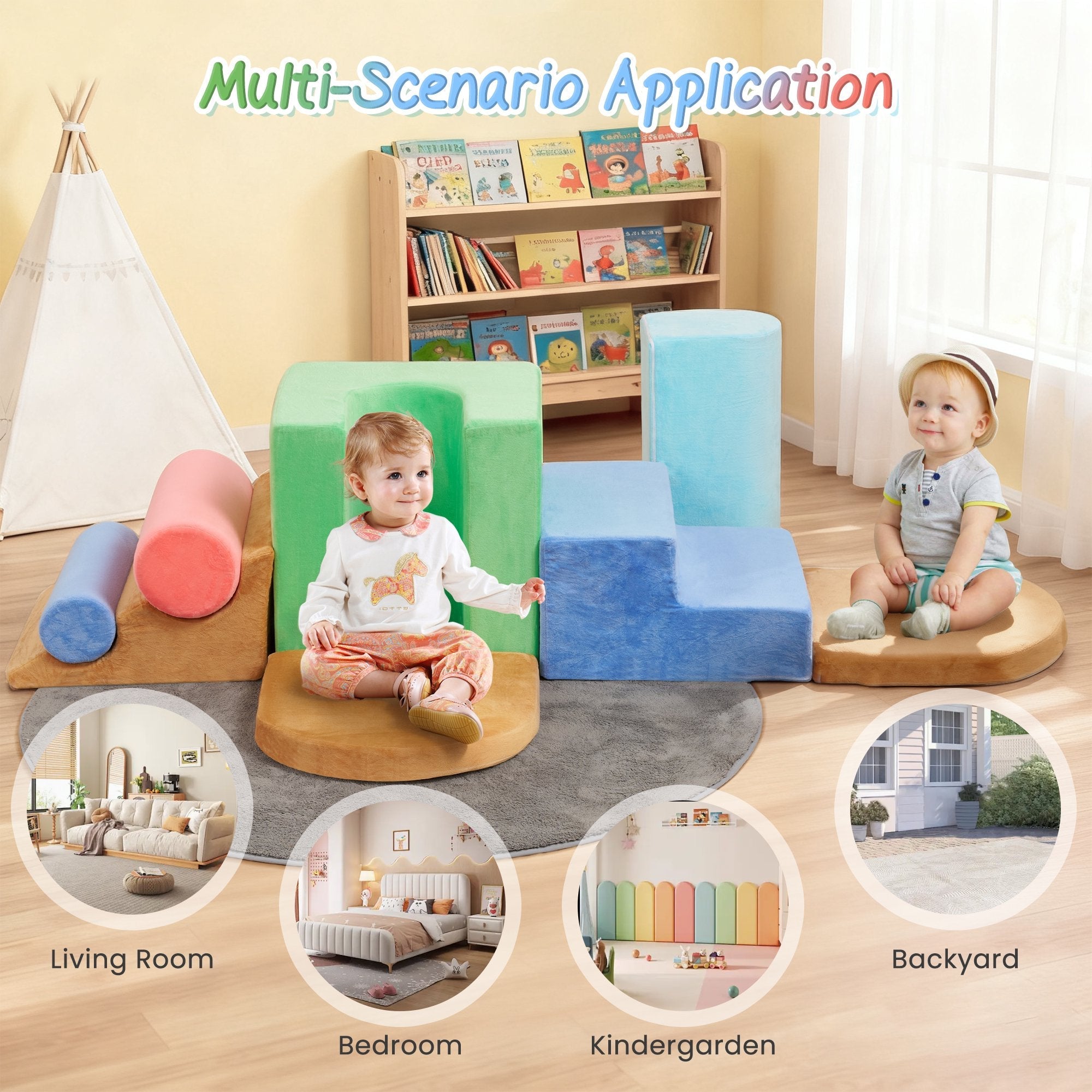 Naipo 8 - Piece Climbing Blocks Colourful 3D Foam Toddlers Toys 8in1 Indoor&nbsp;Playset Climbing Toys for Toddlers Kids Playground Indoor - NAIPO