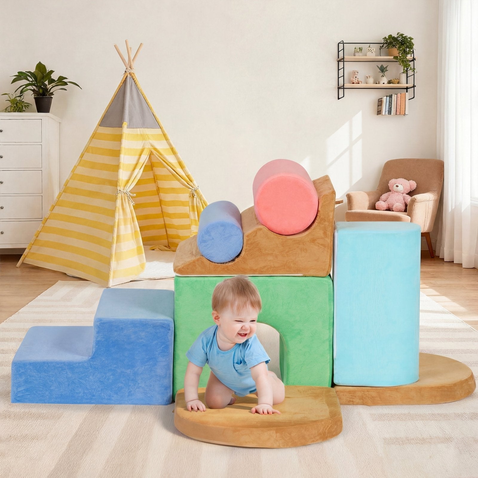 Naipo 8 - Piece Foam Climbing Toys for Toddlers Machine - washable Cover Climbing Set Colorful Indoor Foam Climbing Blocks for Toddler Boys & Girls - NAIPO