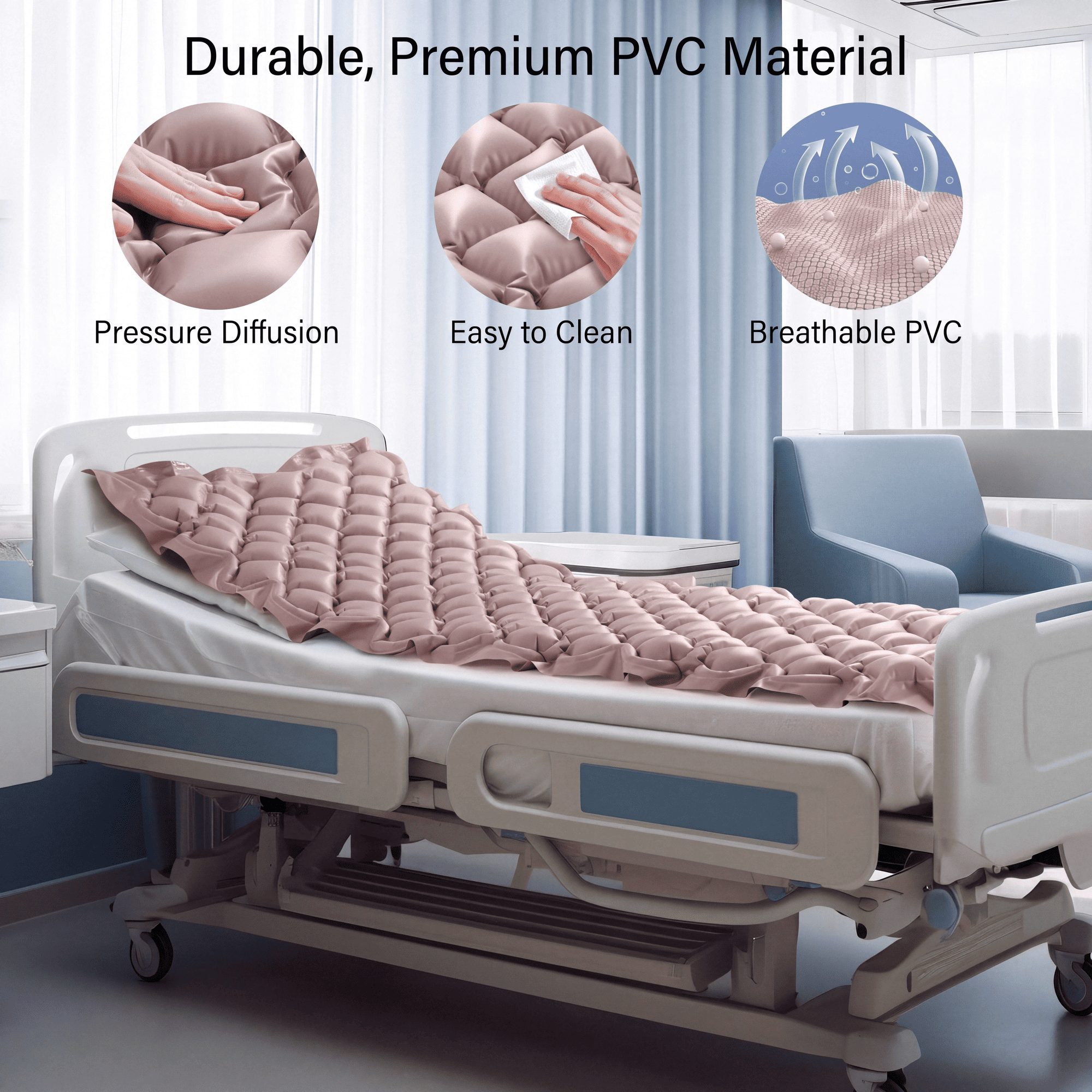 Naipo Alternating Air Pressure Mattress with Ultra-Quiet Pump,Prevents Bed Sores,Improves Microcirculation,for Hospital and Home Single Bed,Designed for Bedridden Patients - NAIPO