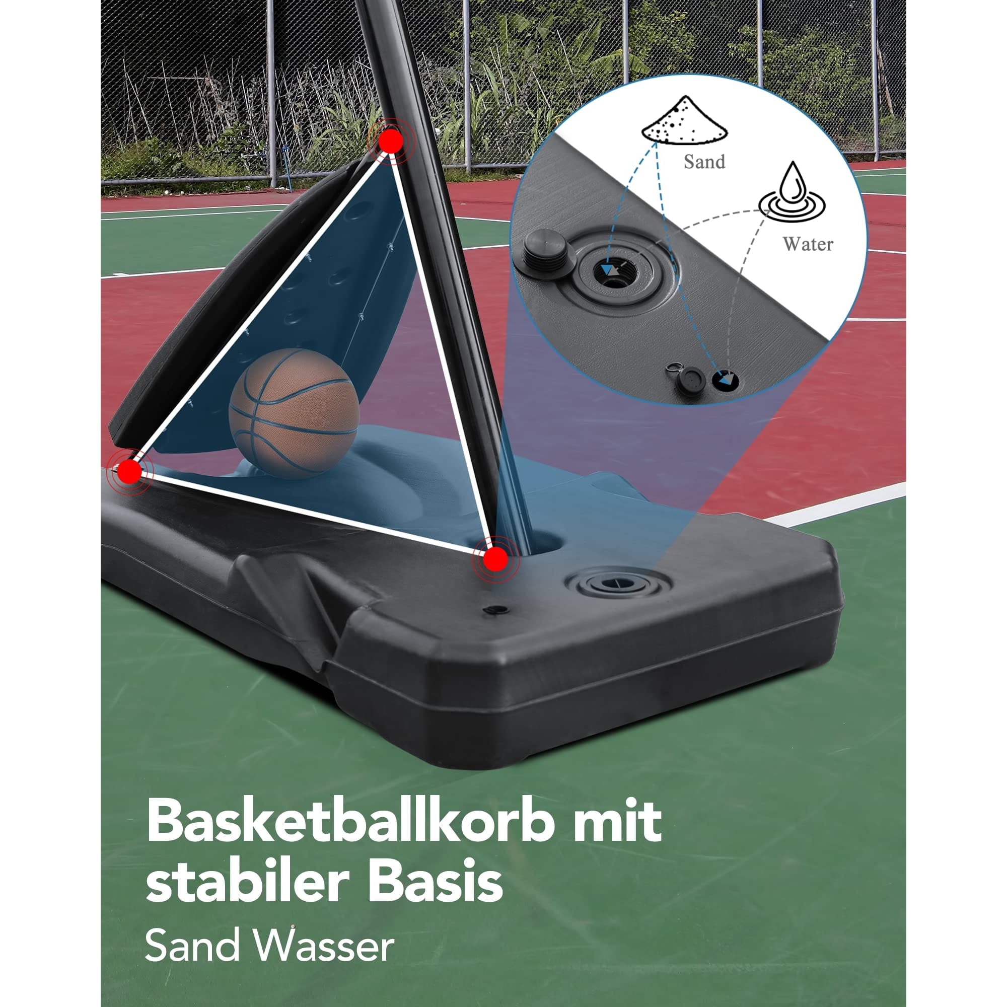 Naipo Basketball Hoop 54” Basketball Goal Stand Height Adjustable 90” to 120” with Wheels for Youth Adult Outdoor Use - NAIPO