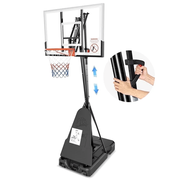 Naipo Basketball Hoop 54” Basketball Goal Stand Pull Lift Adjustment Height Adjustable 8ft - 10ft with Wheels for Youth Adult Outdoor Use - NAIPO
