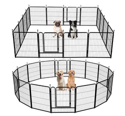 Naipo Dog Playpen Outdoor, 16 Panel 40" Heavy Duty Dog Fence, Pet Pen for Large/Medium/Small Dogs, Exercise Puppy/Cat/Rabbit/Small Animals, Portable RV/Camping/Garden Metal Fence - NAIPO