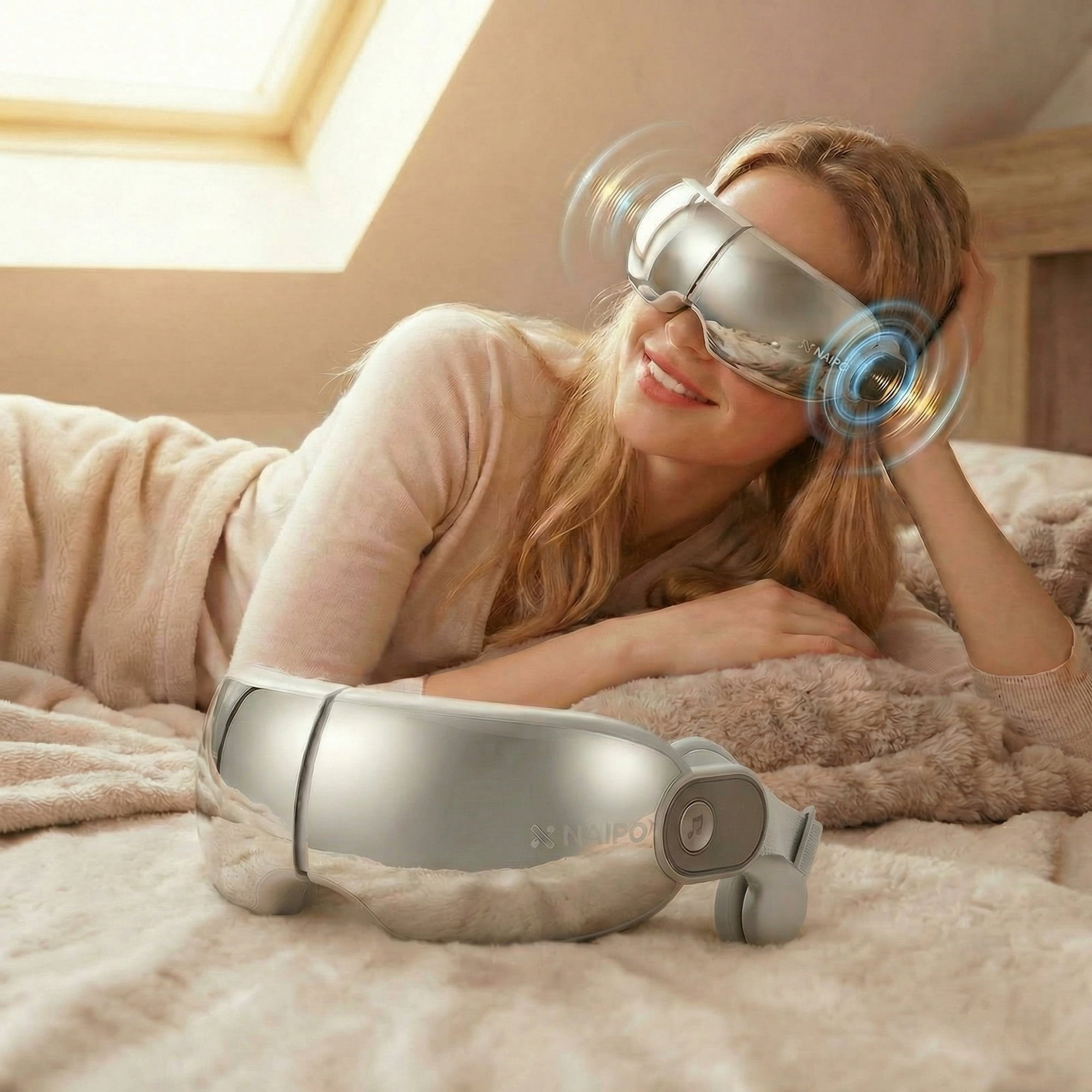 Naipo Electric Eye Massager with Heat, Vibration and Air Pressure to Relieve Eye Strain and Dry Eye - NAIPO