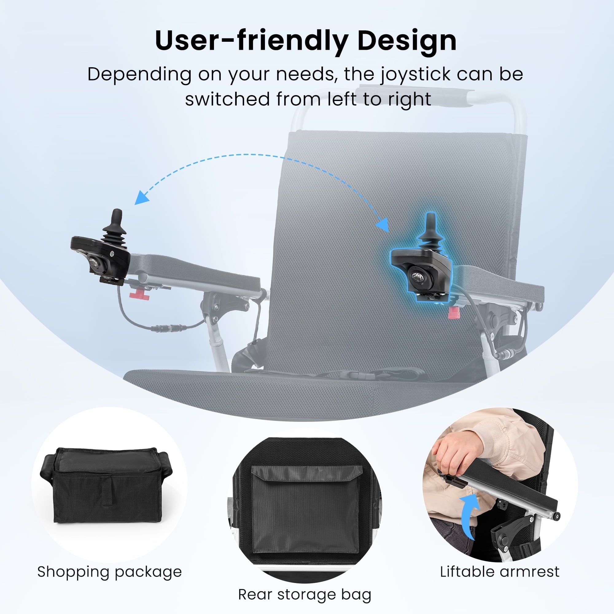 Naipo Electric Wheelchairs for Adults, 400W Dual Motors 20 Miles Travel Range Motorized Wheelchairs All Terrain - NAIPO