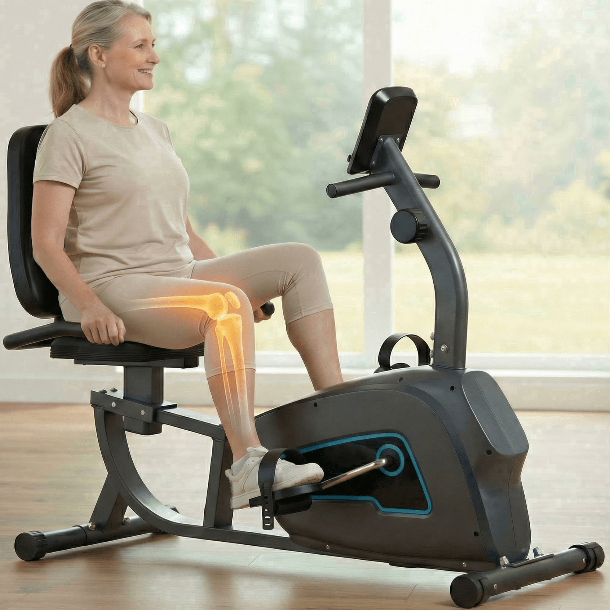 Naipo Exercise Bike Indoor Recumbent Exercise Bike Stationary with Adjustable Seat and 8 Resistance Level Seat Height Adjustment - NAIPO