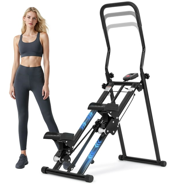Naipo Foldable Stair Stepper Adjustable Armrests & Pedals, 2 Incline Modes Steppers for Exercise with LCD Display, Full - Body Workout Vertical Climber Exercise Equipment for Home Gym - NAIPO