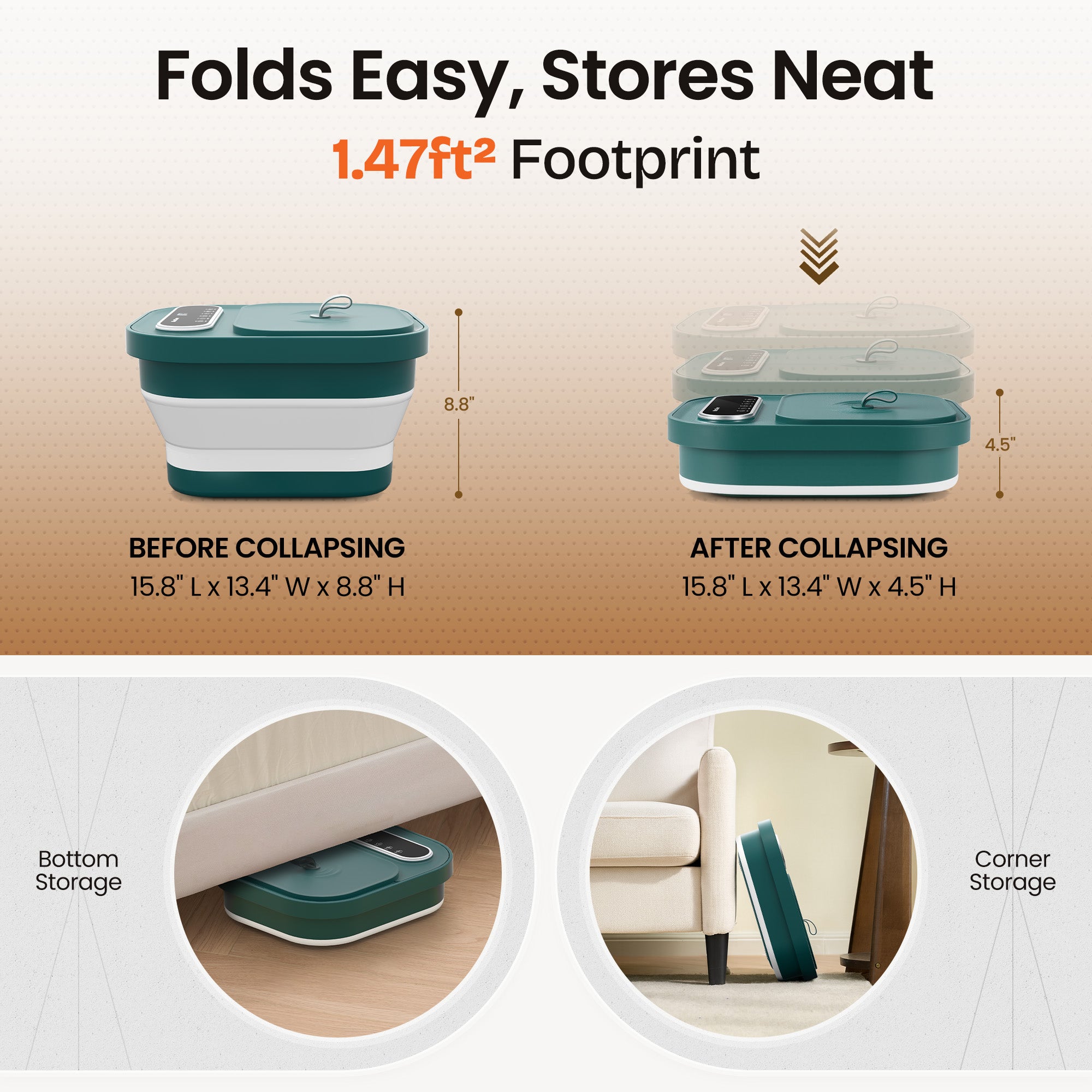 NAIPO FS - FM015 Collapsible Foot Spa with Heated Bubble Roller - Christmas Gift for Him/Her - NAIPO