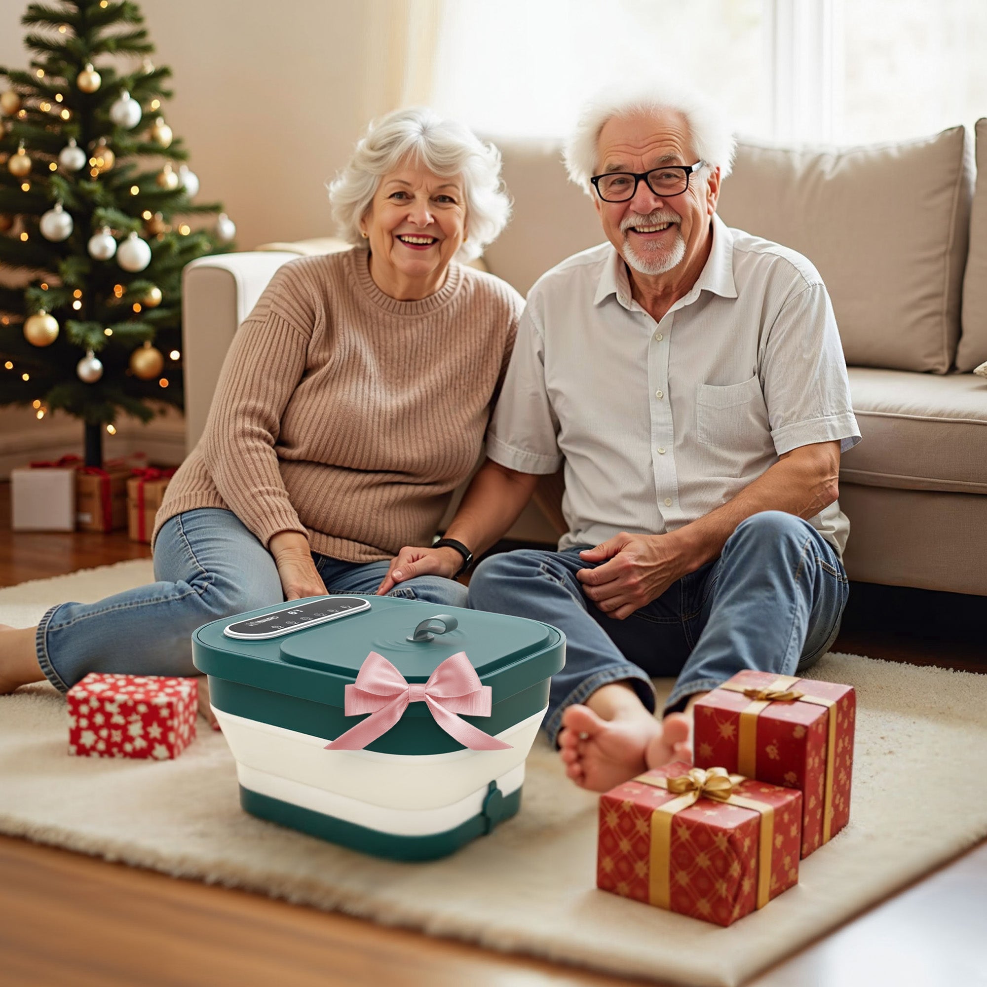 NAIPO FS - FM015 Collapsible Foot Spa with Heated Bubble Roller - Christmas Gift for Him/Her - NAIPO