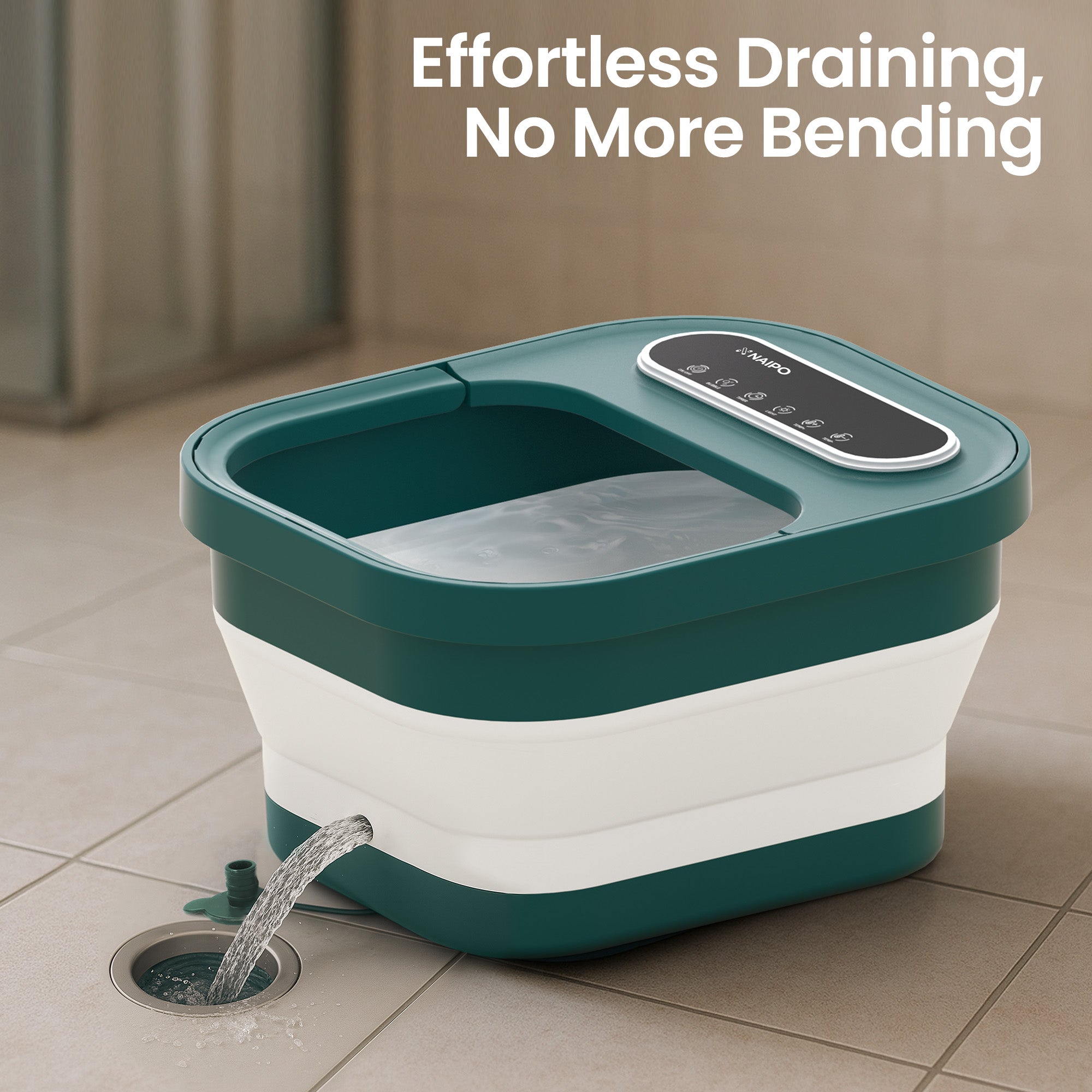 NAIPO FS - FM015 Collapsible Foot Spa with Heated Bubble Roller - Christmas Gift for Him/Her - NAIPO