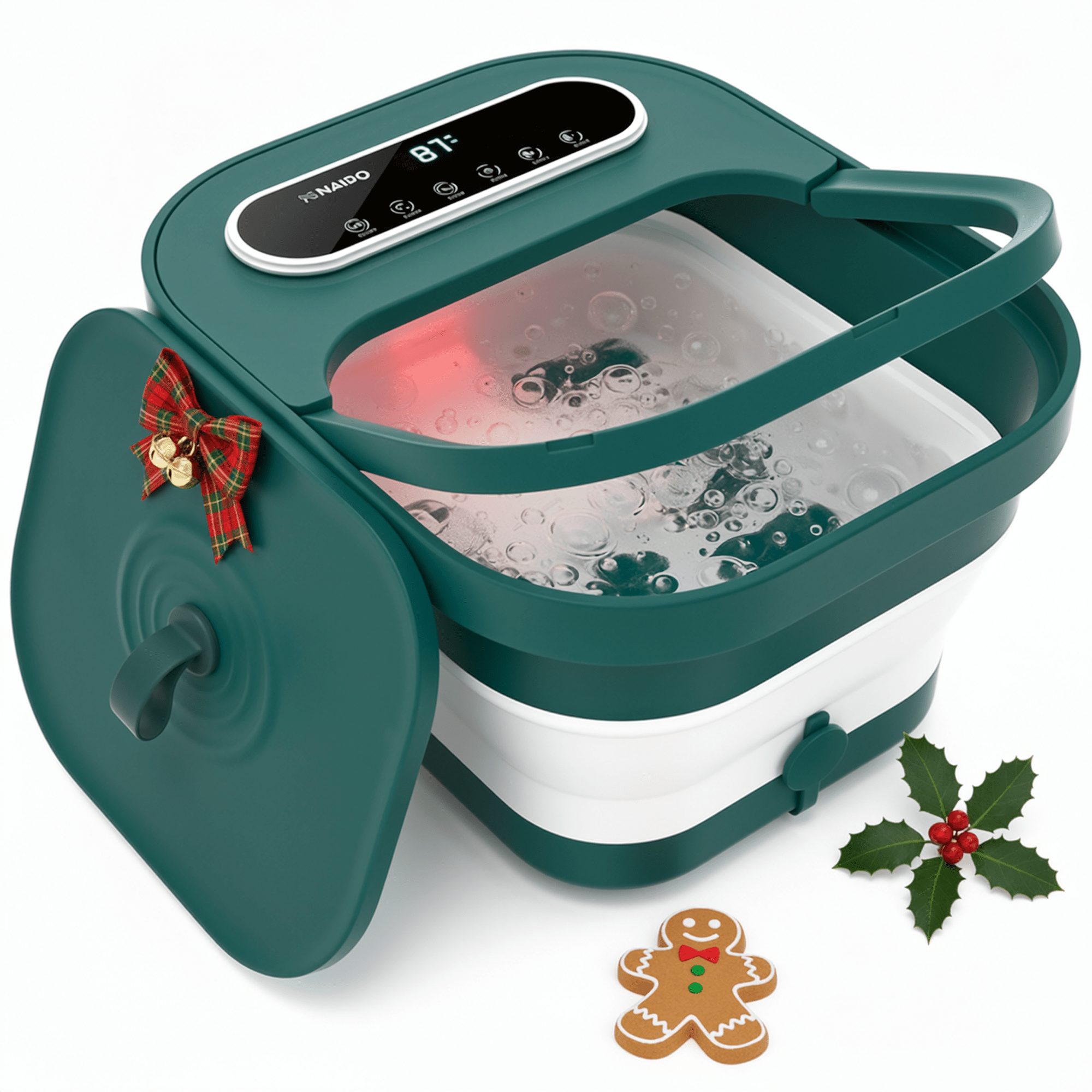 NAIPO FS - FM015 Collapsible Foot Spa with Heated Bubble Roller - Christmas Gift for Him/Her - NAIPO