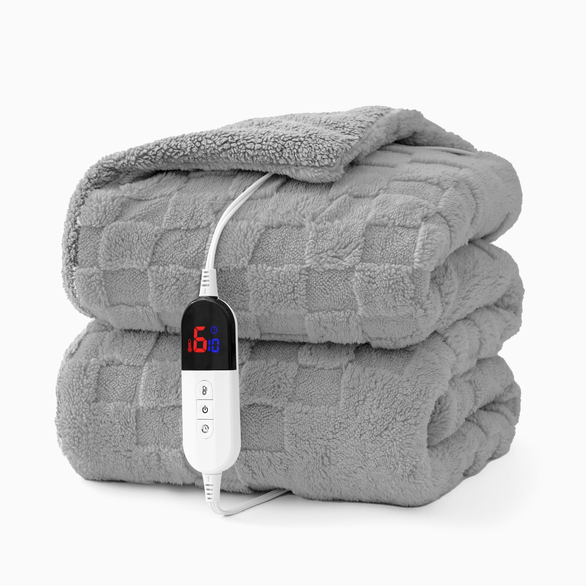 Naipo Heated Blanket 50x60 Inch Electric Blanket with 6 Heat Settings and 1 - 4H Auto Off Timer, Machine Washable Soft Flannel Fleece Throw Blanket for Couches, Beds for Home Office Use (Gray) - NAIPO
