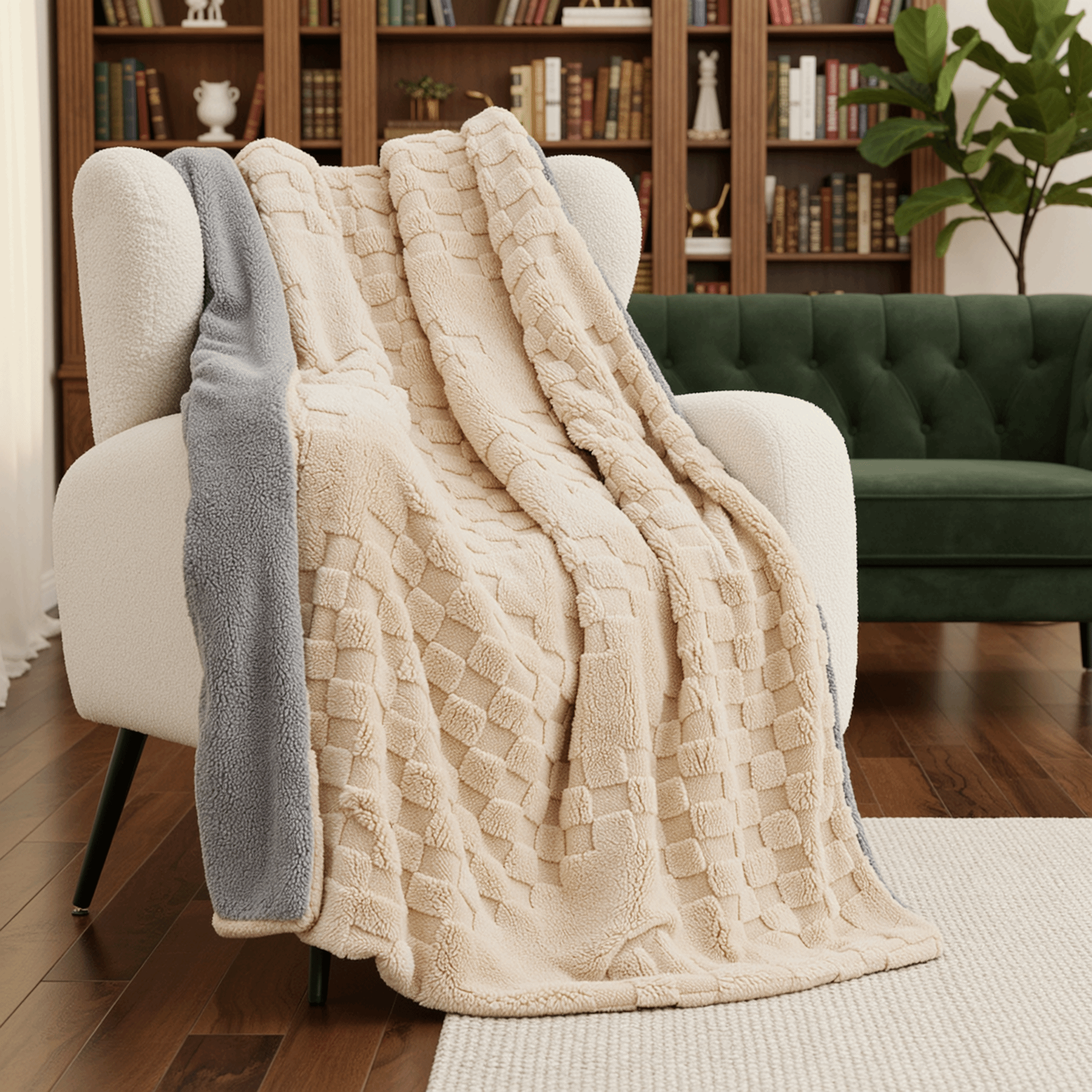 Naipo Heated Blanket Throw 50x60inch Electric Blanket with 6 Heat Settings and 1 - 4H Auto off Timer, Machine Washable Soft Flannel Fleece Blanket for Couches, Beds for Home Office Use (Beige) - NAIPO