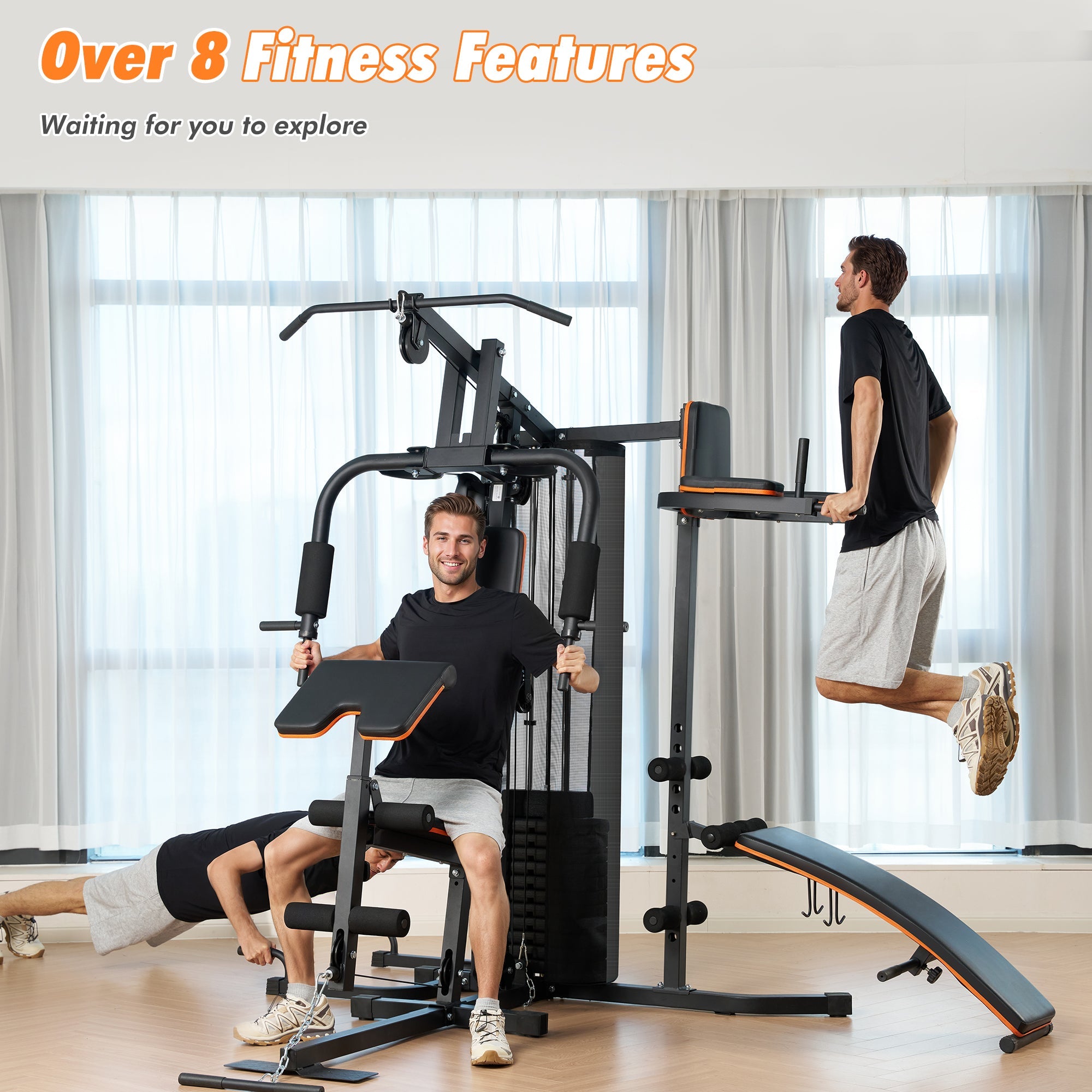 Naipo Home Gym Station with Multifunctional All In One Home Gym 300 LBS Weight Capacity Sturdy Stable Structure Clear Assembly Guide for Beginner Users - NAIPO